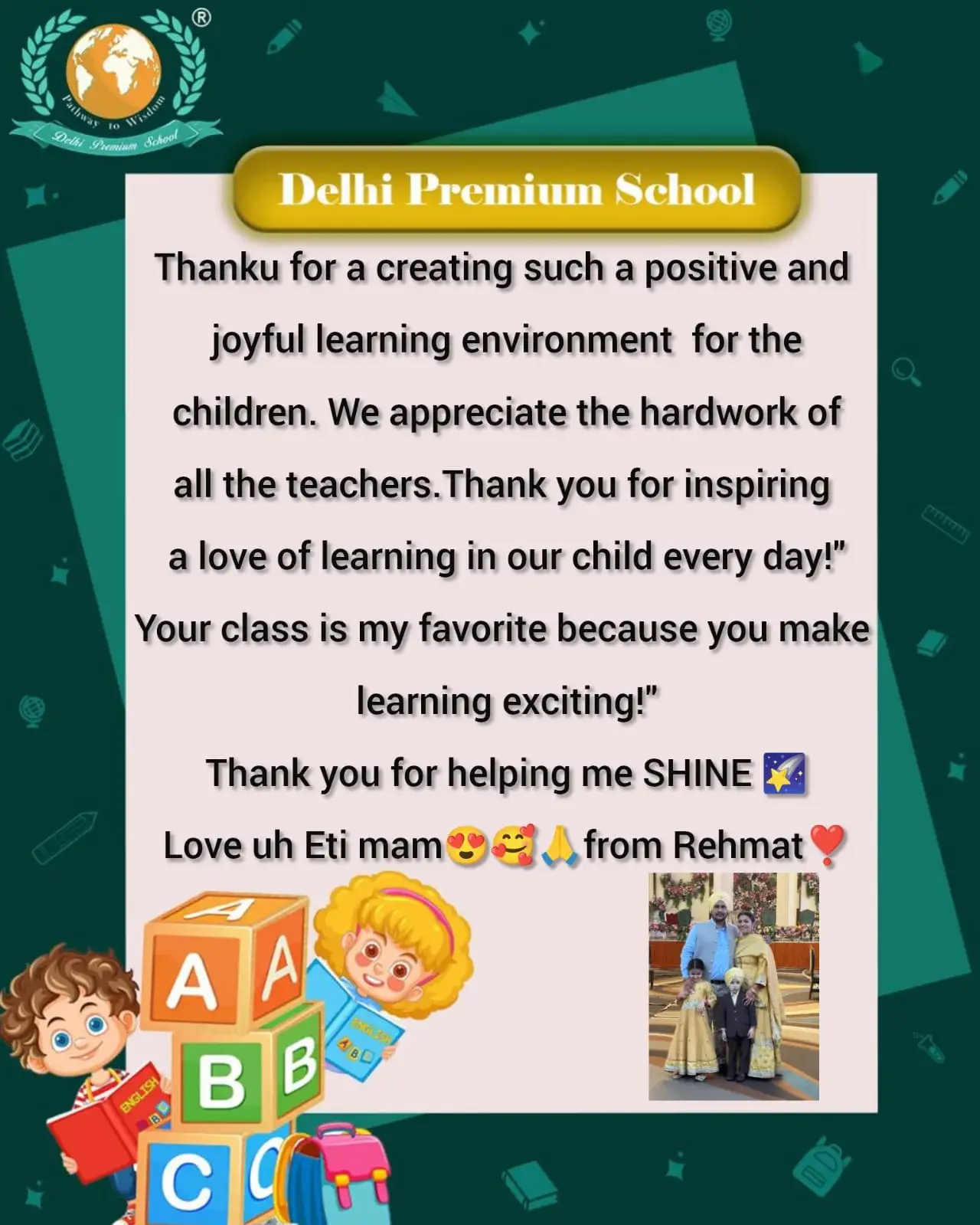 A review shared by a Delhi Premium School parent