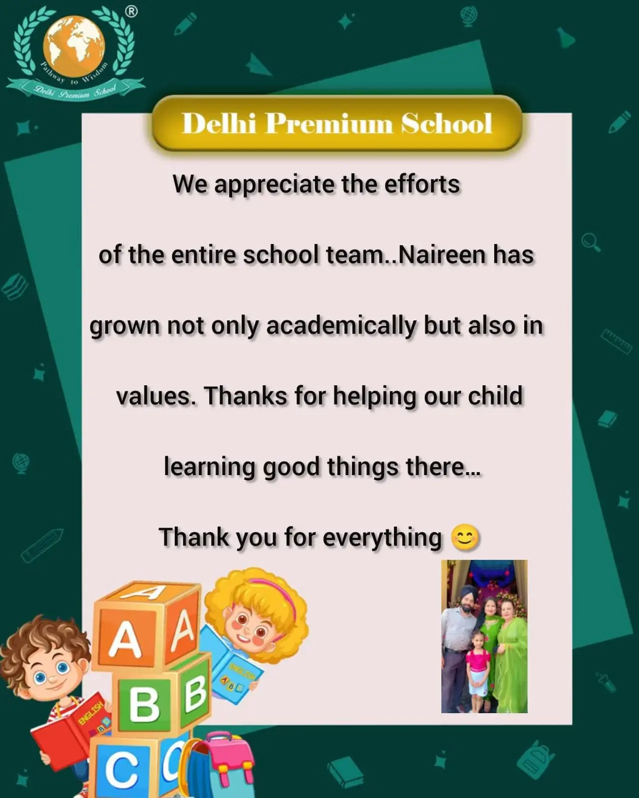 A review shared by a Delhi Premium School parent